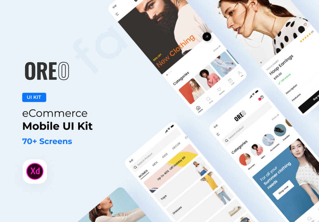 多用途电子商务服装电商购物UI界面设计套件Oreo eCommerce Mobile UI Kit