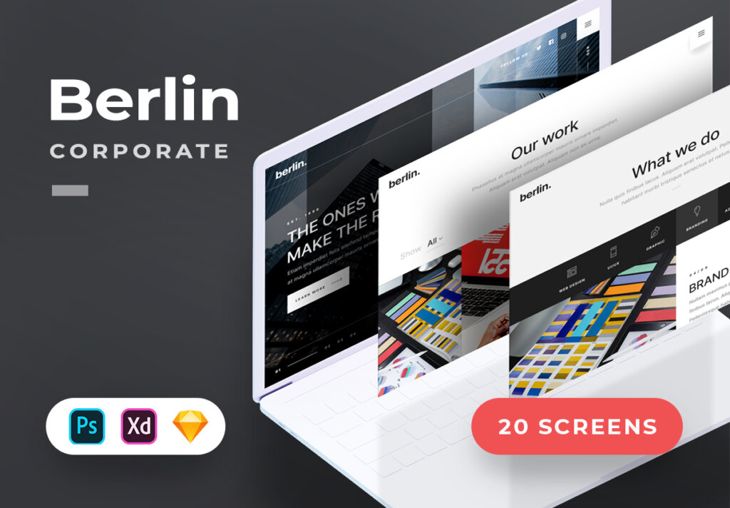 现代投资门户网站网站设计套件Berlin – Corporate Template插图