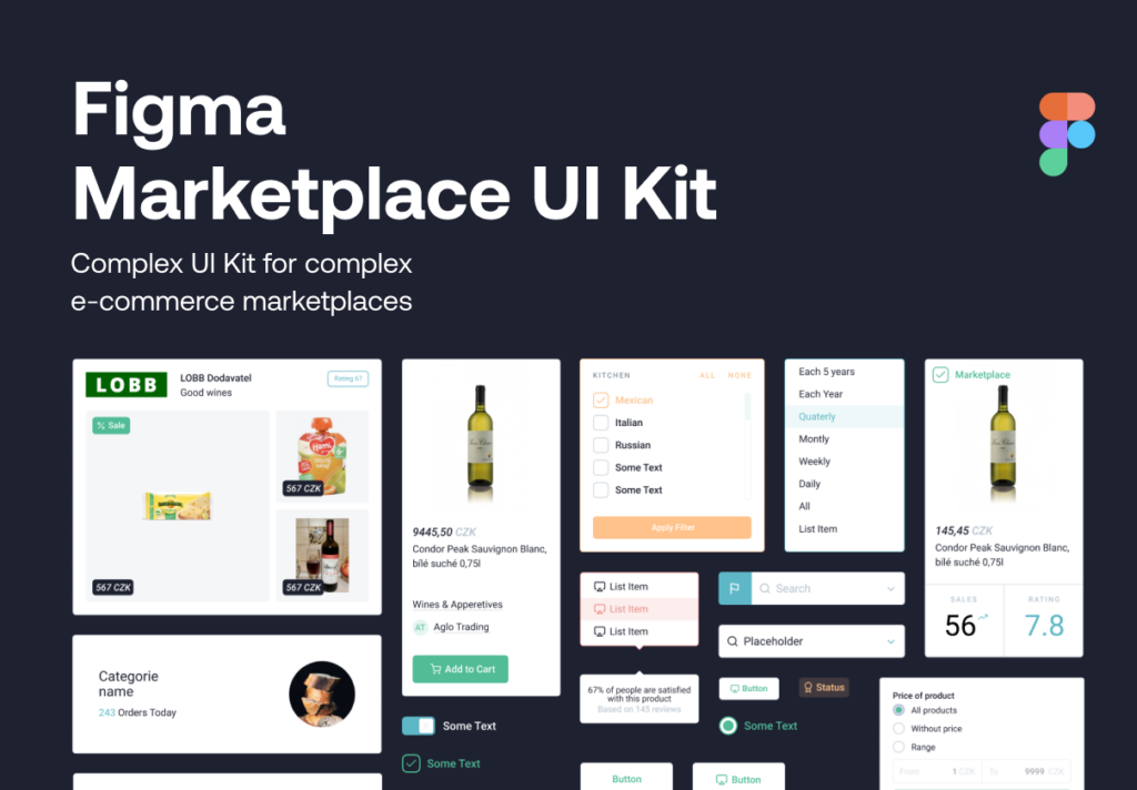 网络电子商务/网络购物UI界面设计套件素材模板Figma Marketplace UI Kit