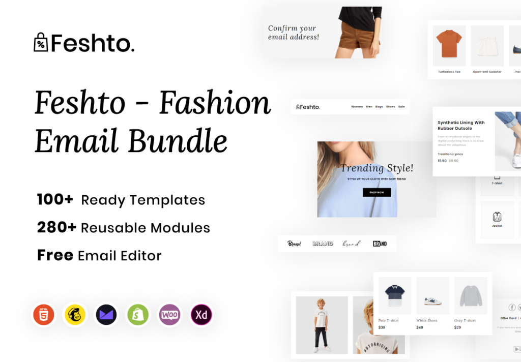 服装电商网站WEB端素材下载Feshto – Fashion Email Bundle