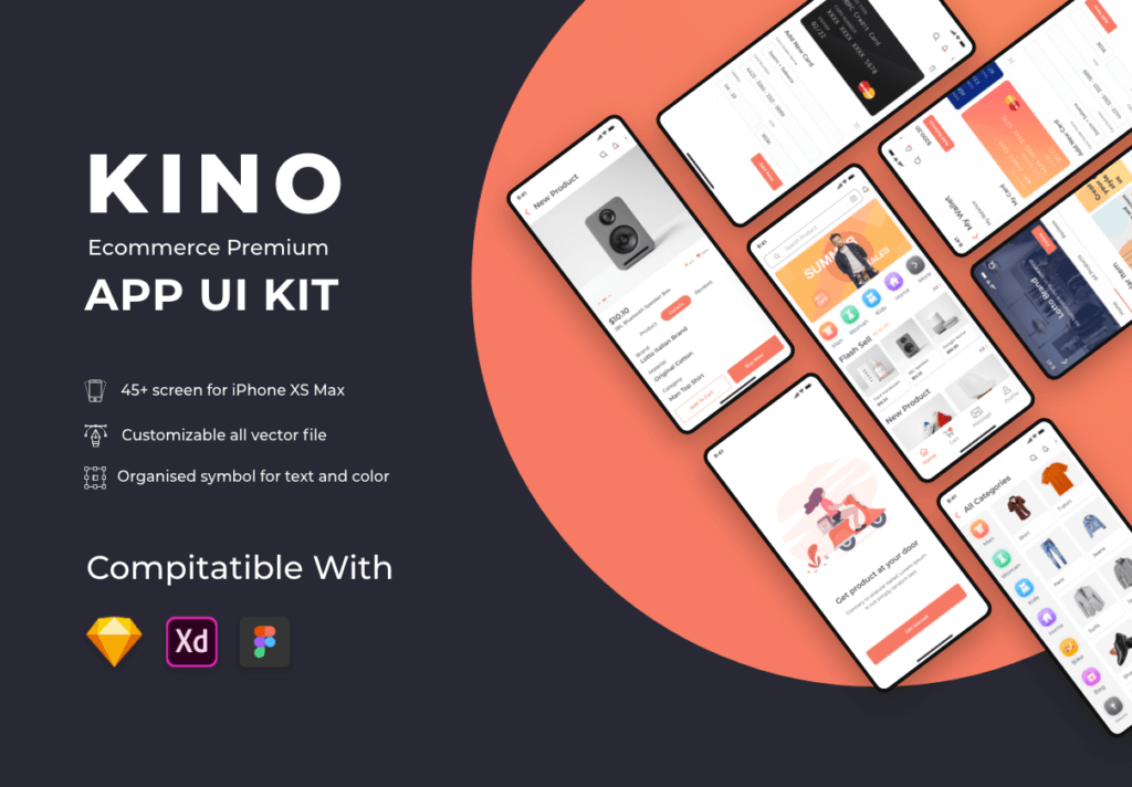 高端奢侈品电商UI界面设计套件素材Kino Ecommerce App UI Kit