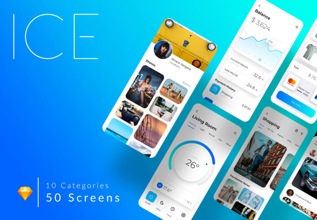 图片社交类UI界面素材模板素材下载ICE Multipurpose iOS UI Kit