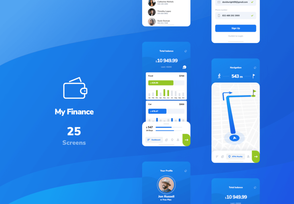 财务主题概念UI界面设计套件素材模板My Finance
