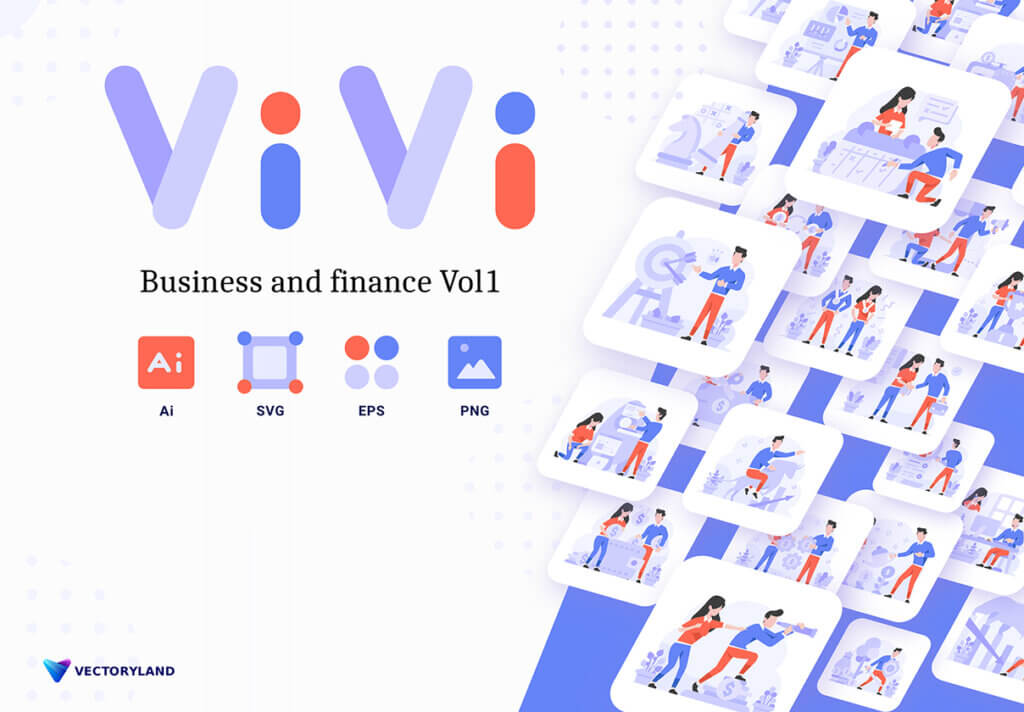 数据演示/市场销售数据展示概念场景插图素材VIVI Vol. I