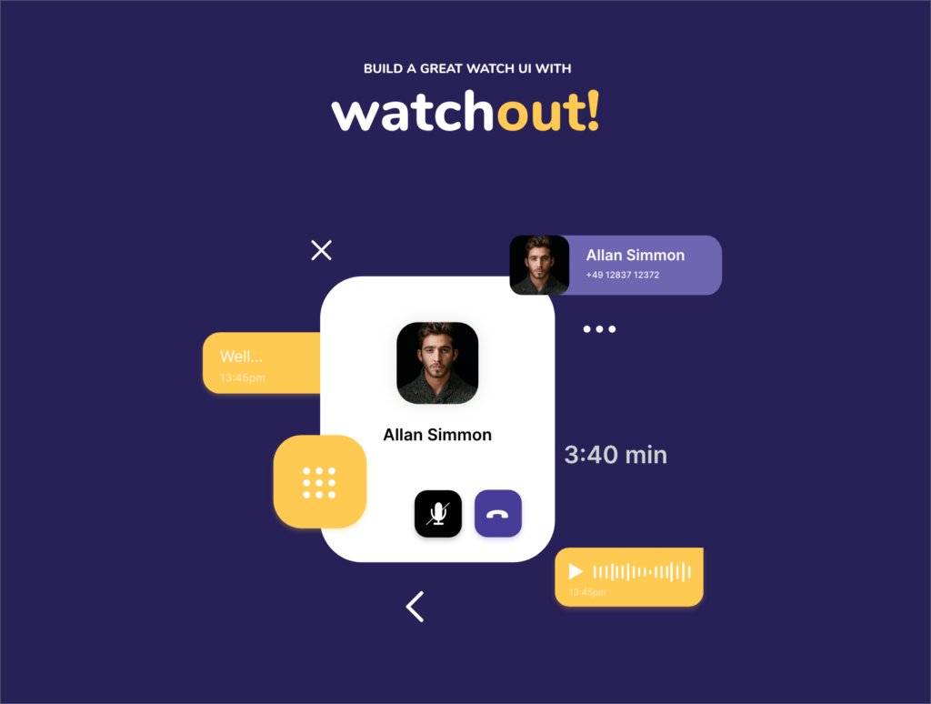 智能手表即时通信应用UI界面设计套watchout! Basic Watch UI Kit插图3