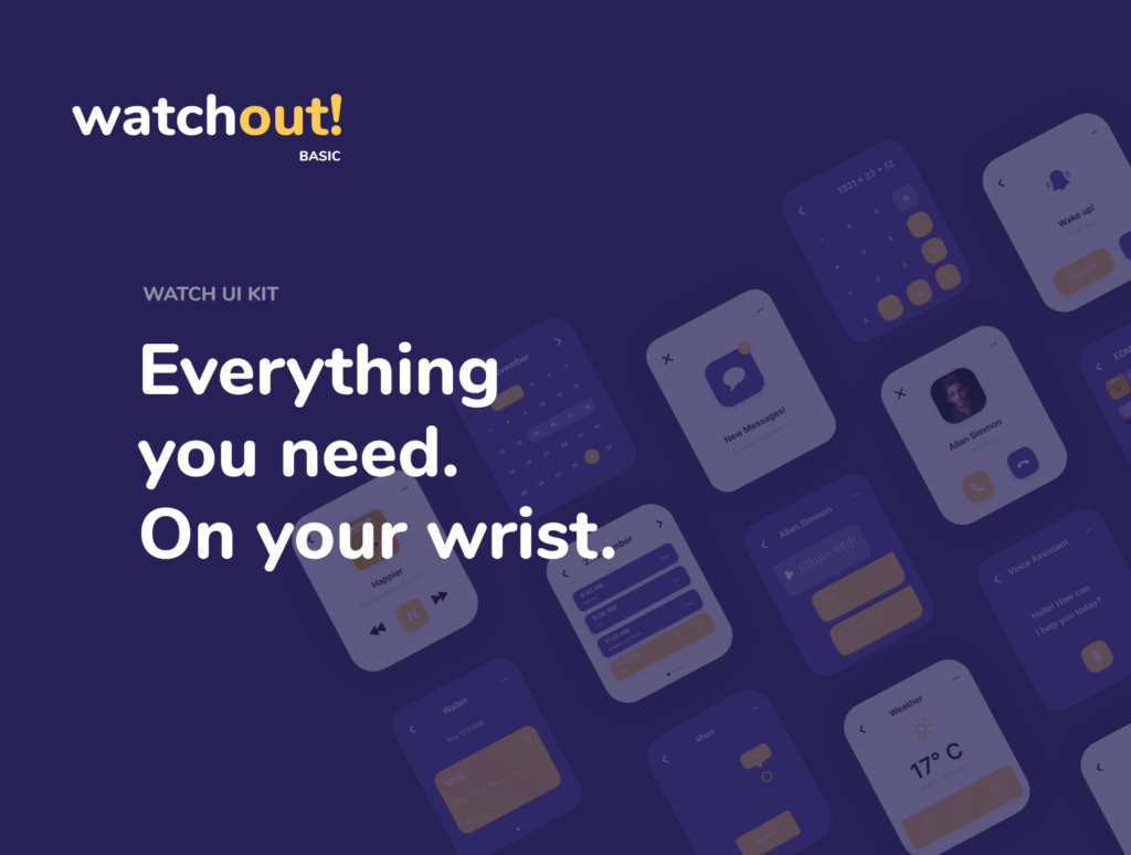 智能手表即时通信应用UI界面设计套watchout! Basic Watch UI Kit插图7