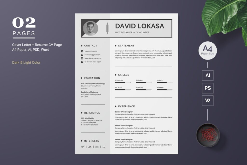 黑色风格UI设计师简历模版Professional and Clean Resume Template插图3