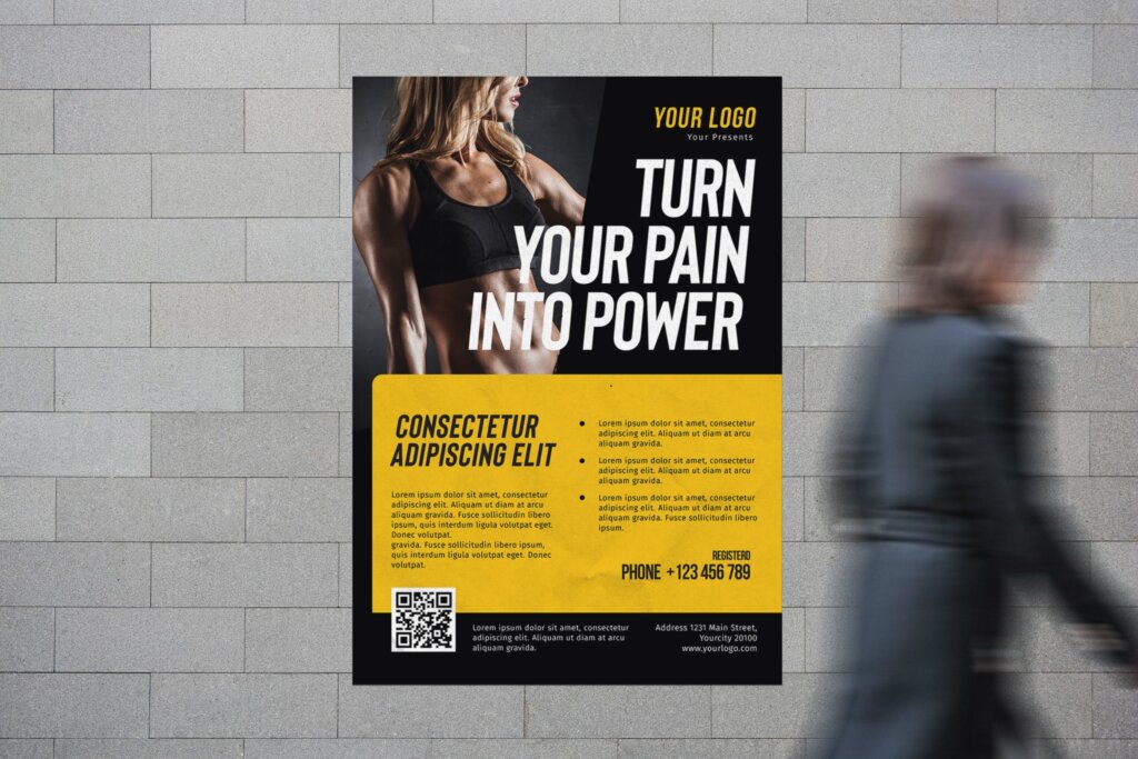 健身瑜伽健康养生会所宣传单海报模板素材Fitness Flyer插图