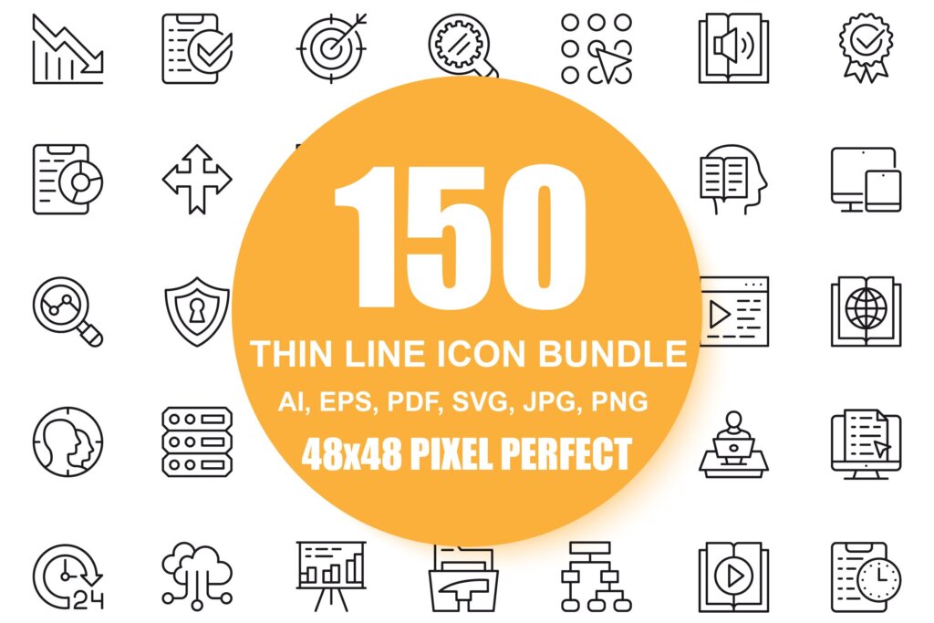 150个数据分析线性图标icon素材下载150 Line Icons yrkn 设计口袋