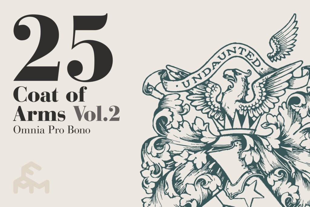 25个黑白复古插图装饰图案纹理素材25 Coat Of Arms – Vol.2