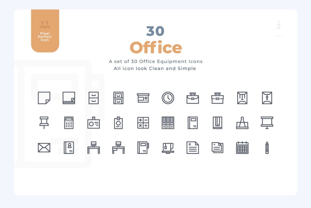 30个办公设备图标源文件素材下载30 Office Equipment Icons – Material Icon
