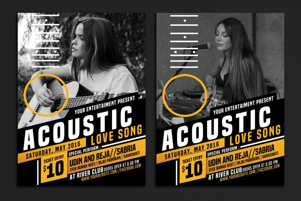 现代简约高端音乐会传单海报模板素材下载Acoustic Event Flyer Poster