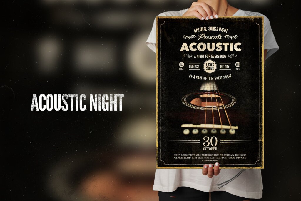 吸海报声夜翼海报模板素材下载Acoustic Night Flyer Poster