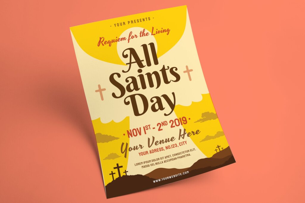 简约设计万圣节狂欢夜活动派对海报模板All Saints Day Flyer
