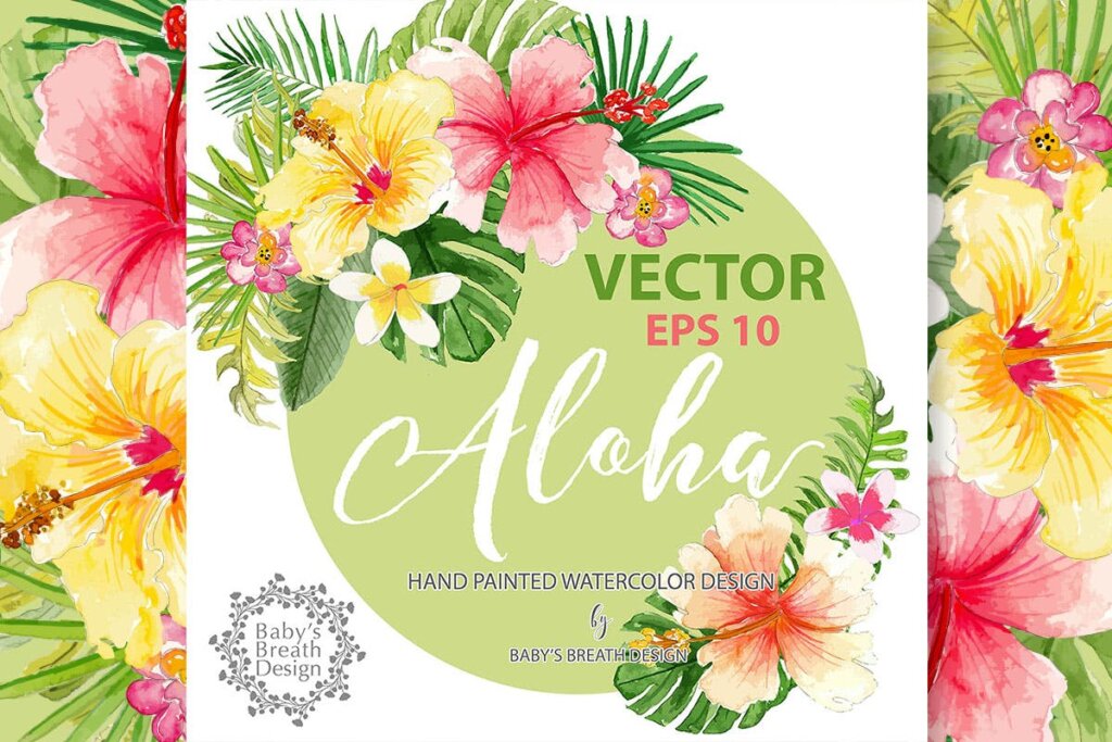 精致海报装饰花卉背景图案素材Aloha design Vector