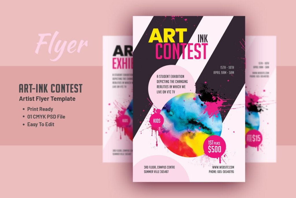 艺术墨水比赛艺术家传单模板模板素材下载Art Ink Contest Artist Flyer Template