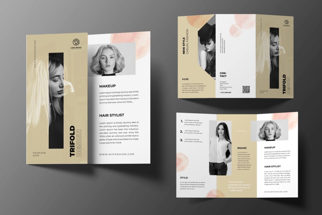 现代/专业的企业商务宣传册模板素材模板Beauty Care Trifold Brochure