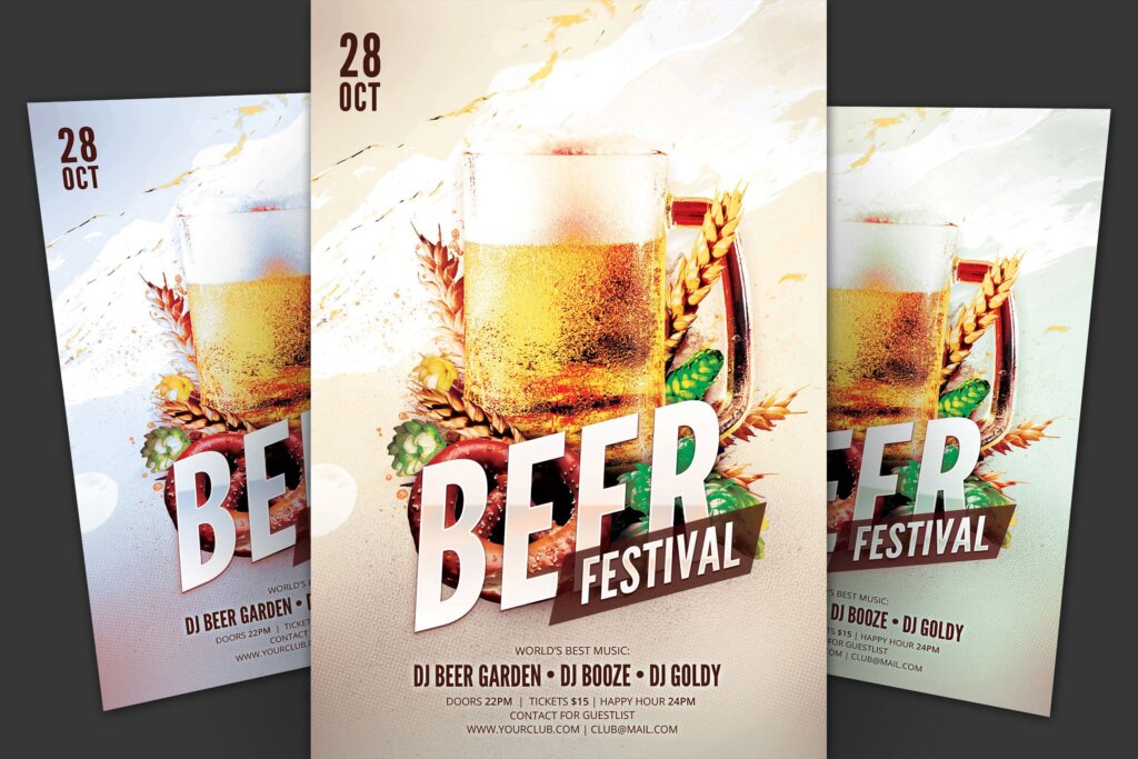 啤酒节活动设计舞蹈电子音乐海报传单模版素材Beer Festival Flyer