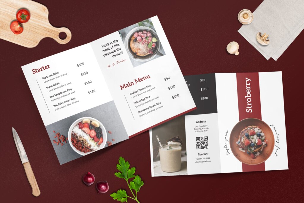 咖啡馆或餐厅菜单双折页传单海报模版素材下载52FBHQX