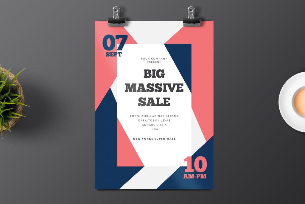 几何拼图/大型促销海报传单模板素材下载Big Sale Flyer