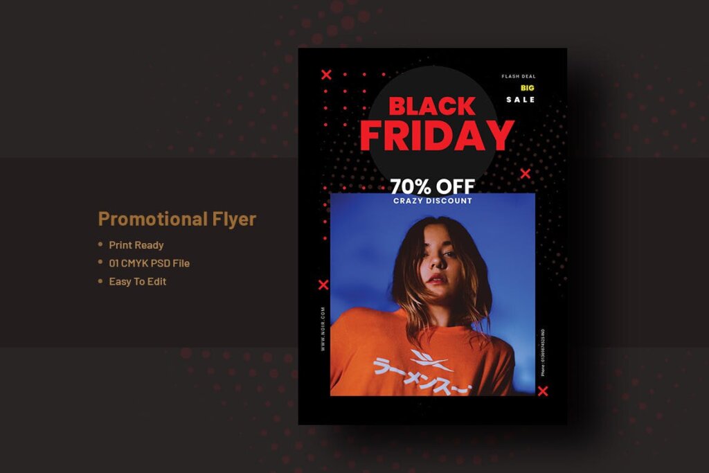 黑五女性时尚服装销售传单模板素材下载Black Friday Flyer Template V 6