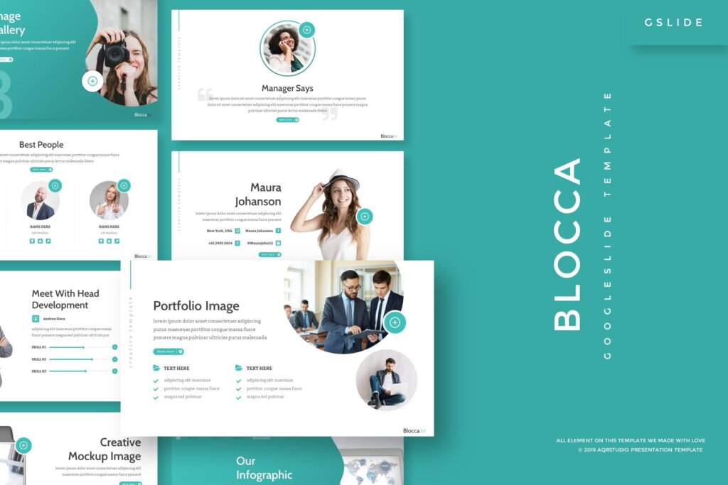 企业商务演示幻灯片模板素材模板下载Blocca Google Slide Template