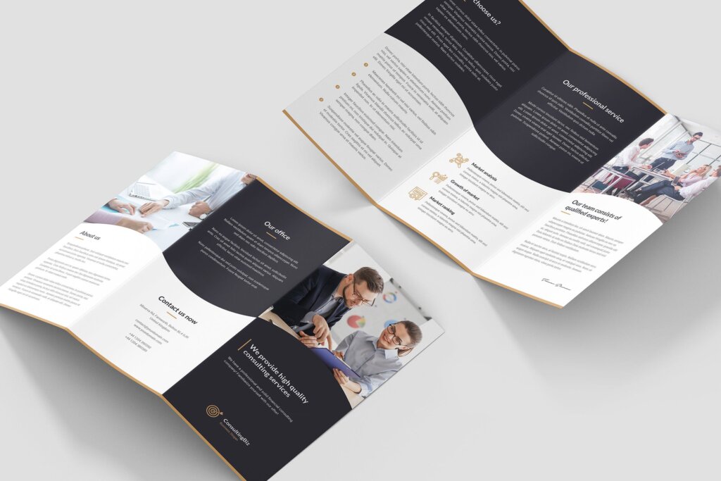 金融公司理财产品介绍印刷品折页模版素材下载Brochure Business Consulting Tri Fold
