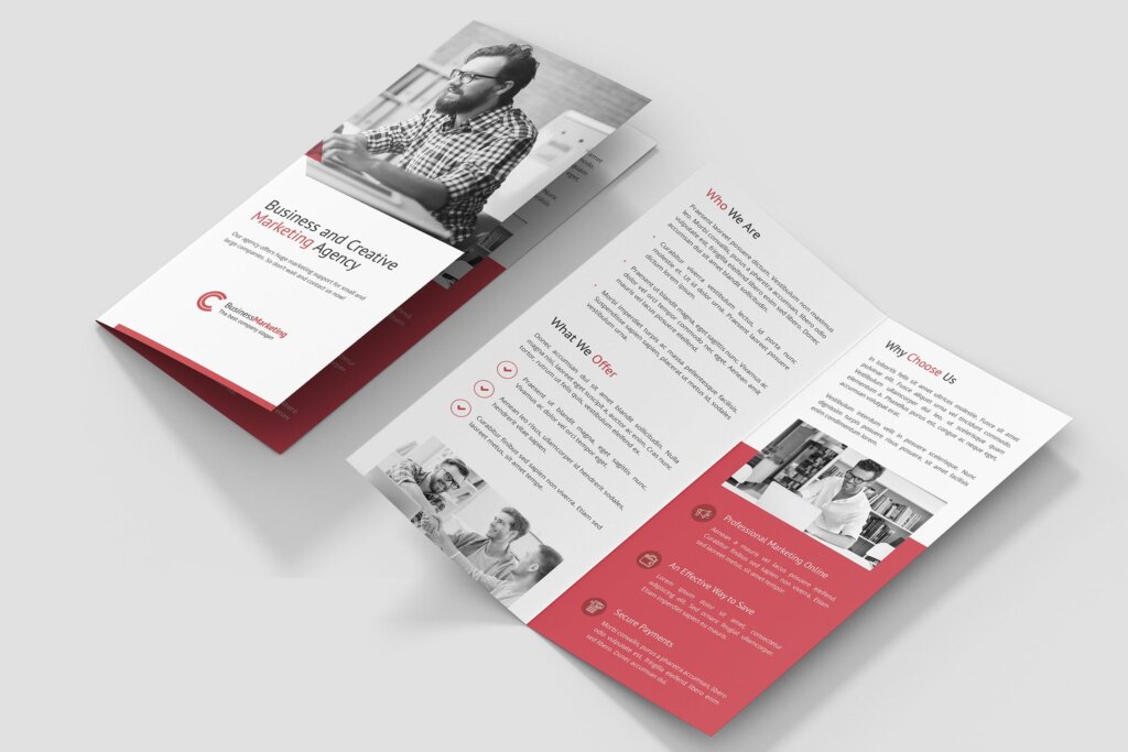企业金融商务宣传折页模版素材下载Brochure Business Marketing Bi Fold DL