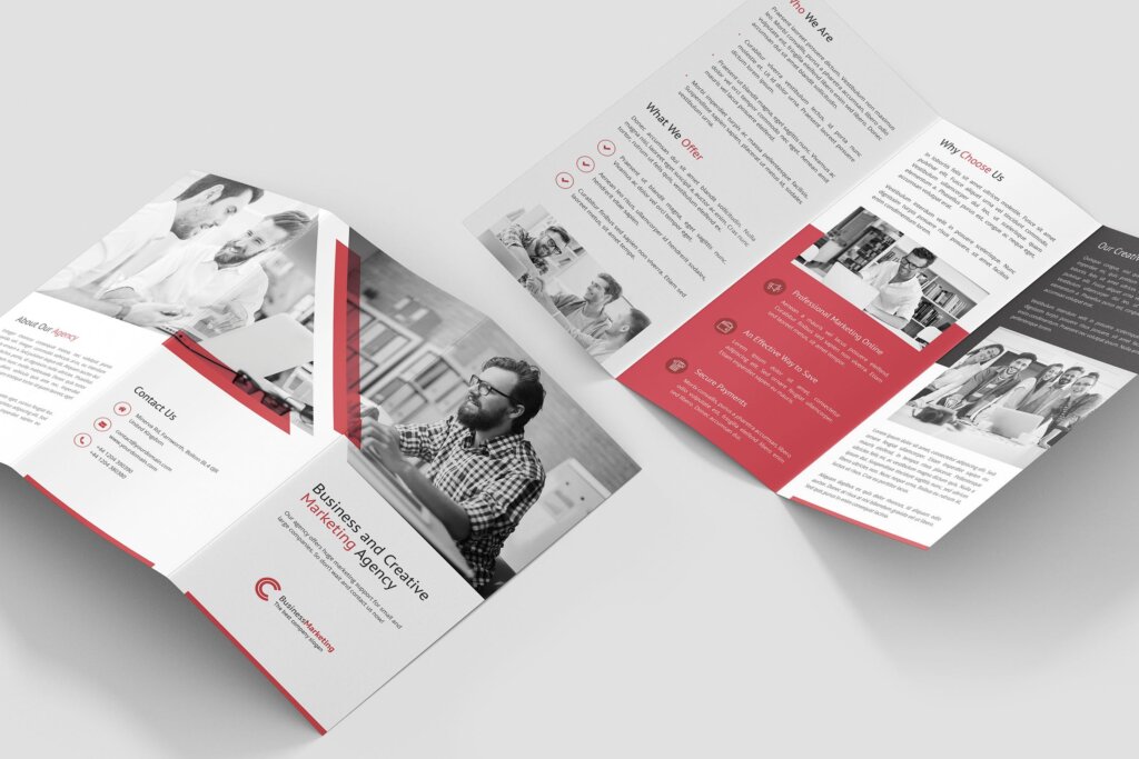 金融公司品牌介绍折页印刷品模版素材下载Brochure Business Marketing Tri Fold
