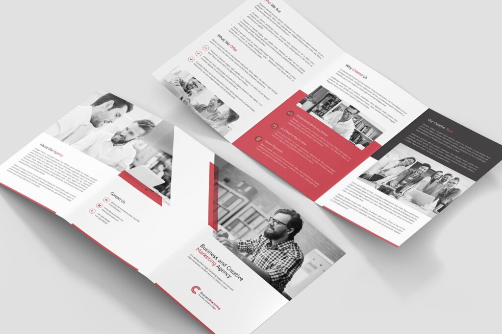金融公司品牌介绍折页印刷品模版素材下载Brochure Business Marketing Tri Fold A5