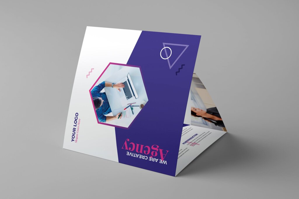 企业商务营销活动印刷品折页模版素材下载Brochure Creative Agency Tri Fold Square