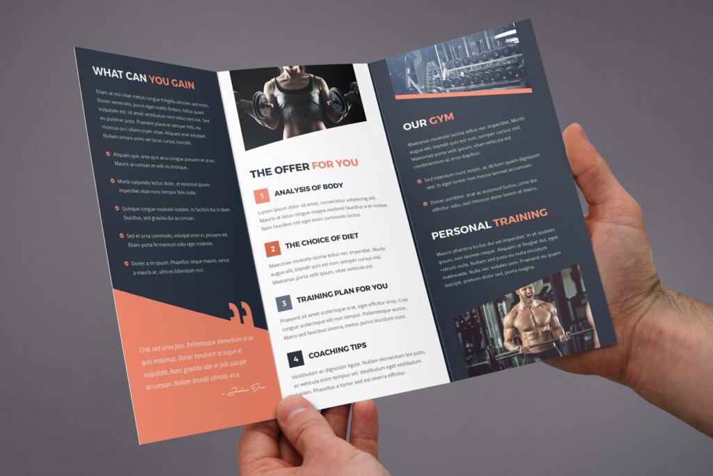 健身房俱乐部培训健身房传单海报模版素材下载Brochure Gym Tri Fold
