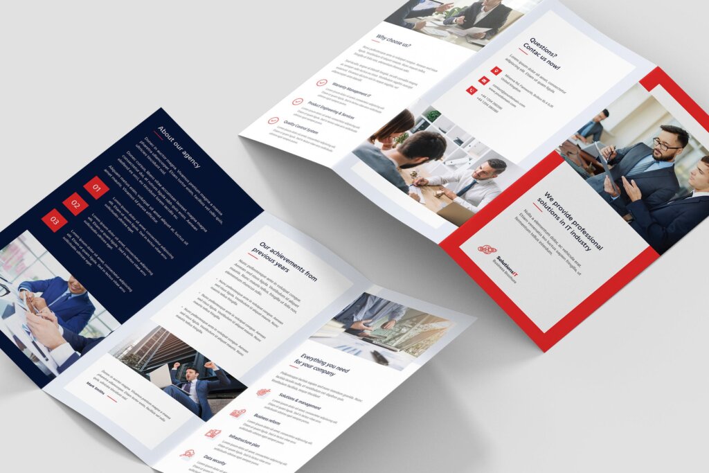 IT解决方案企业策划营销三折页模版素材下载Brochure IT Solutions Tri Fold