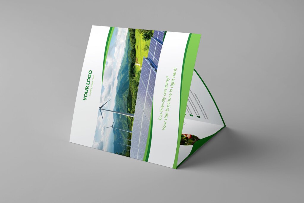风力发电厂农场三折页模版素材下载Brochure Wave Multipurpose Tri Fold Square