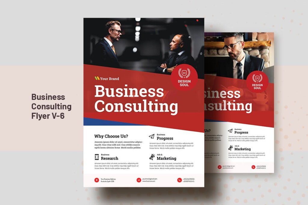 红色商务宣传市场营销模板素材下载Business Consultation Flyer Template V 6