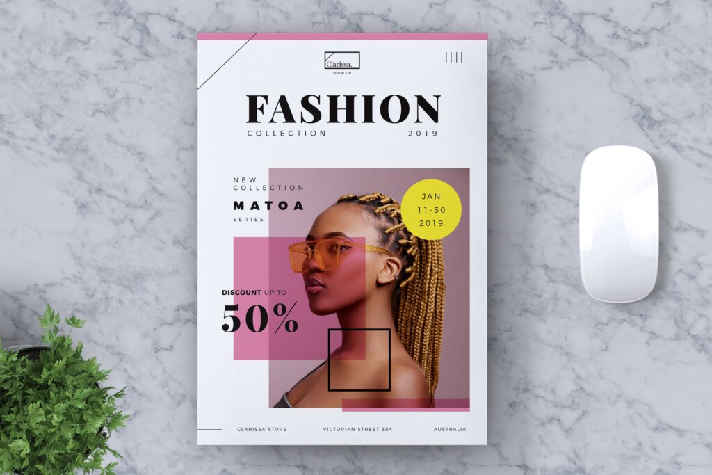 时尚行业传单海报模版素材下载CLARISSA Fashion Collection Flyer