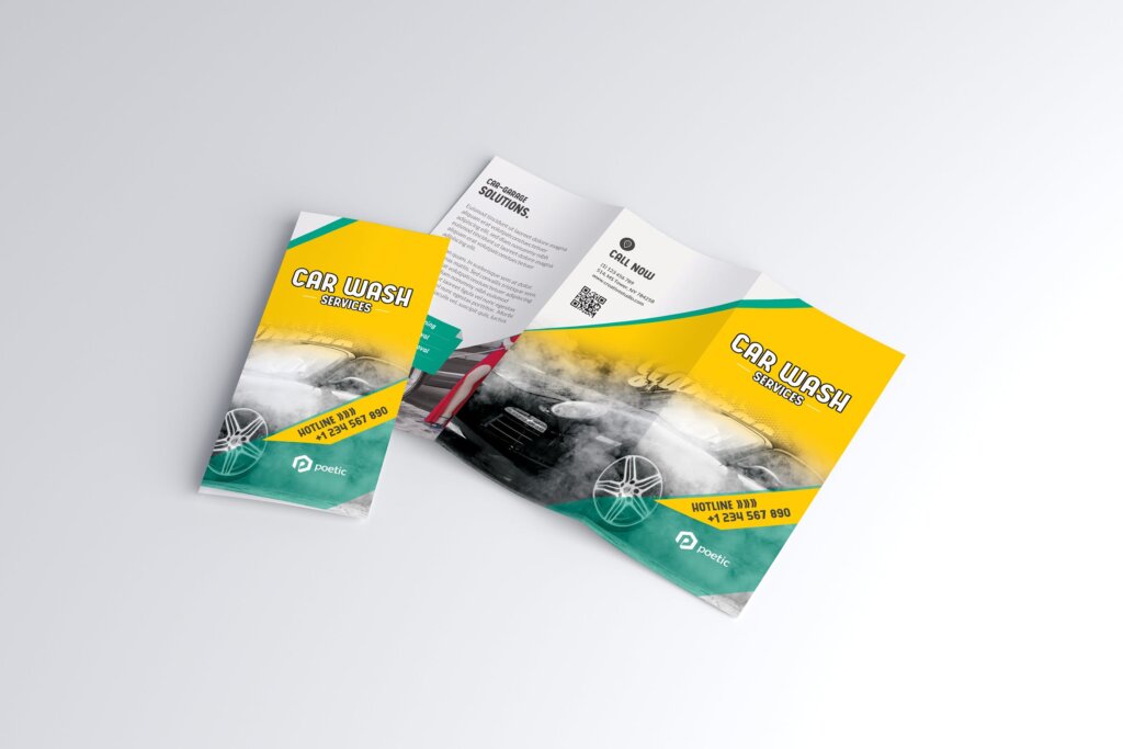 精致文艺洗车手册传单模板素材下载Car Wash Brochure