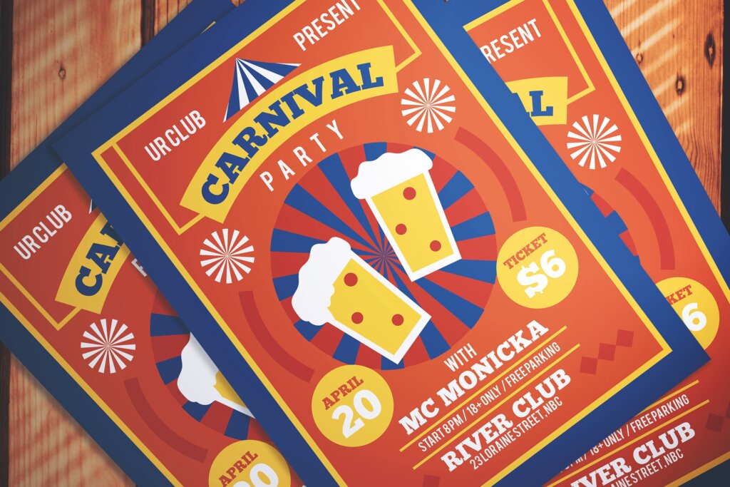 嘉年华派对传单海报模版素材下载Carnival Party Flyer