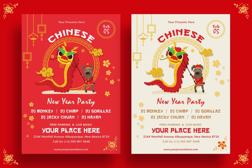 中国新年传单模板素材Chinese New Year Party Flyer 11