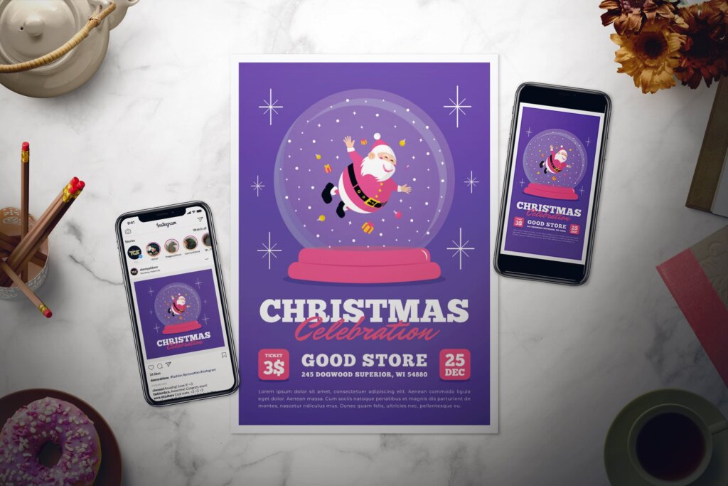 圣诞节日庆祝互动传单海报模版素材B3MCA6A