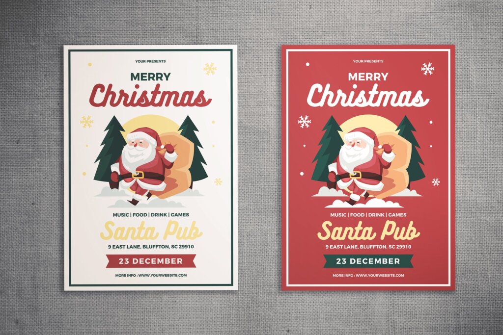 圣诞节扁平插画背景图案传单海报模板素材Christmas Flyer  FSPPHN