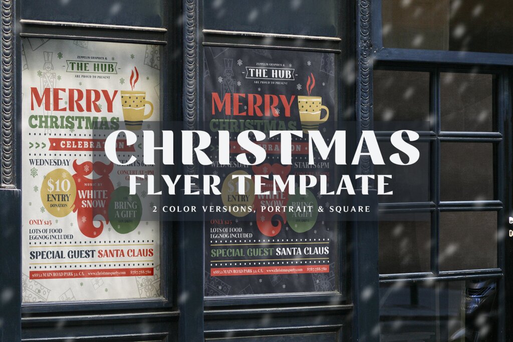 平安夜圣诞节活动派对传单海报模板素材下载Christmas Flyer Template Vol.1