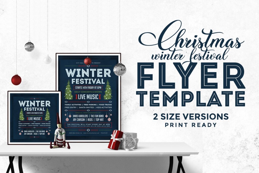 圣诞节平安夜活动派对传单模板素材Christmas Flyer Template Vol.3