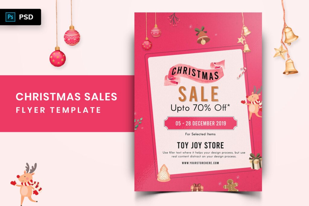 圣诞促销传单模板素材Christmas Offer Sales Flyer 03