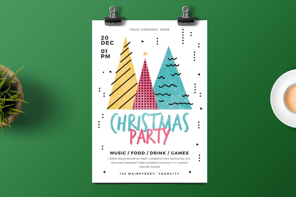 圣诞晚会涂鸦插画宣传单海报模板素材下载HBMB036