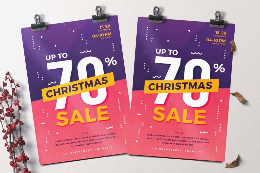 简约设计圣诞节海报传单促销模板素材下载Christmas Sale Flyer 75VQ5Z