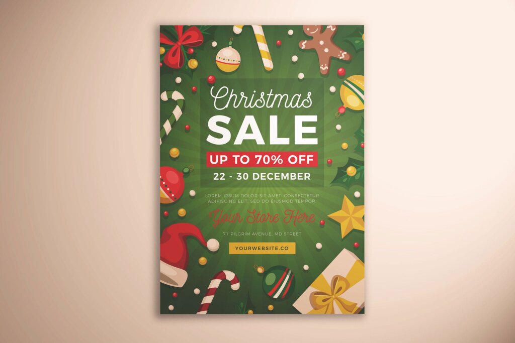 圣诞节销售促销海报模版素材Christmas Sale Flyer Vol 03
