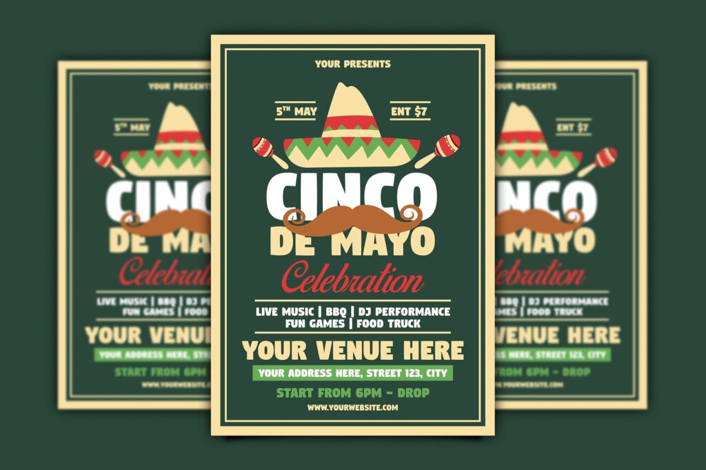 钢琴活动派对传单海报模版素材下载Cinco De Mayo Celebration