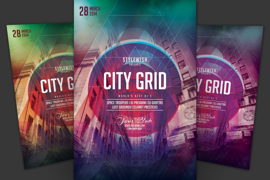 城市舞蹈活动策划派对模版素材下载City Grid Flyer