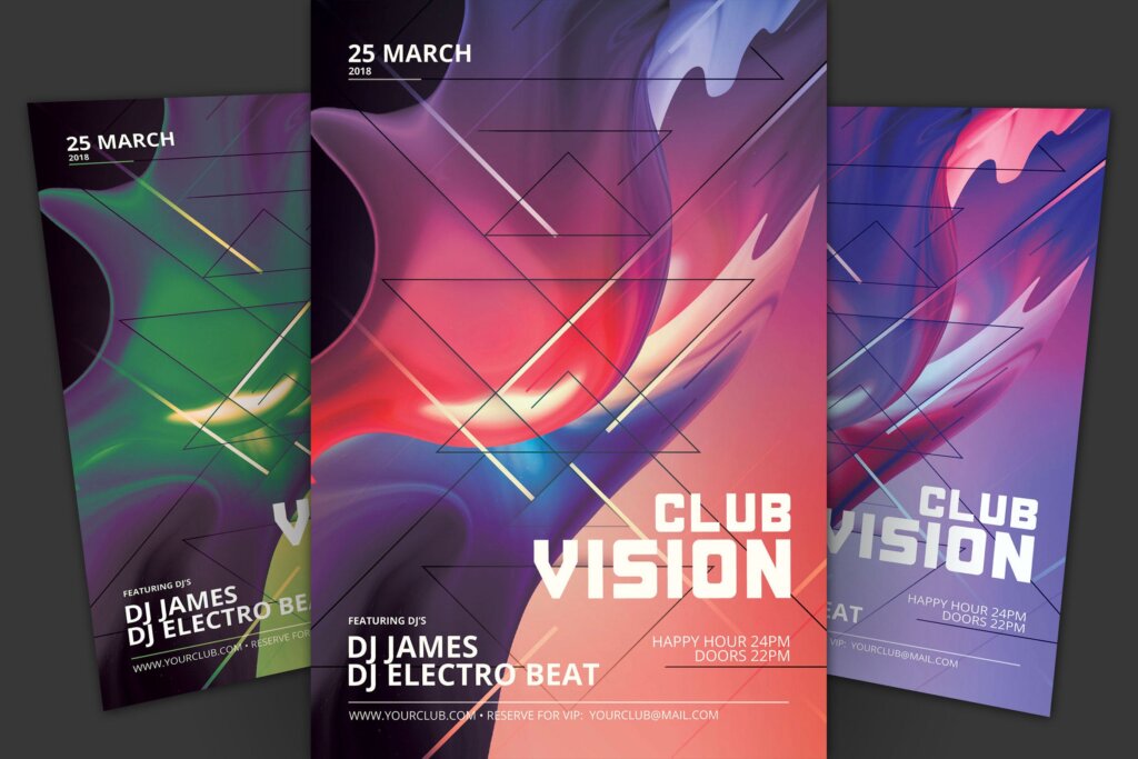 DJ摇滚音乐电子活动派对海报传单模板素材下载5PGR73